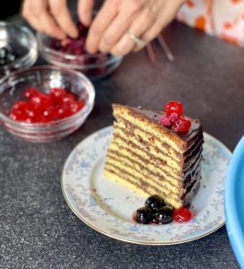 A slice of cake on a plate